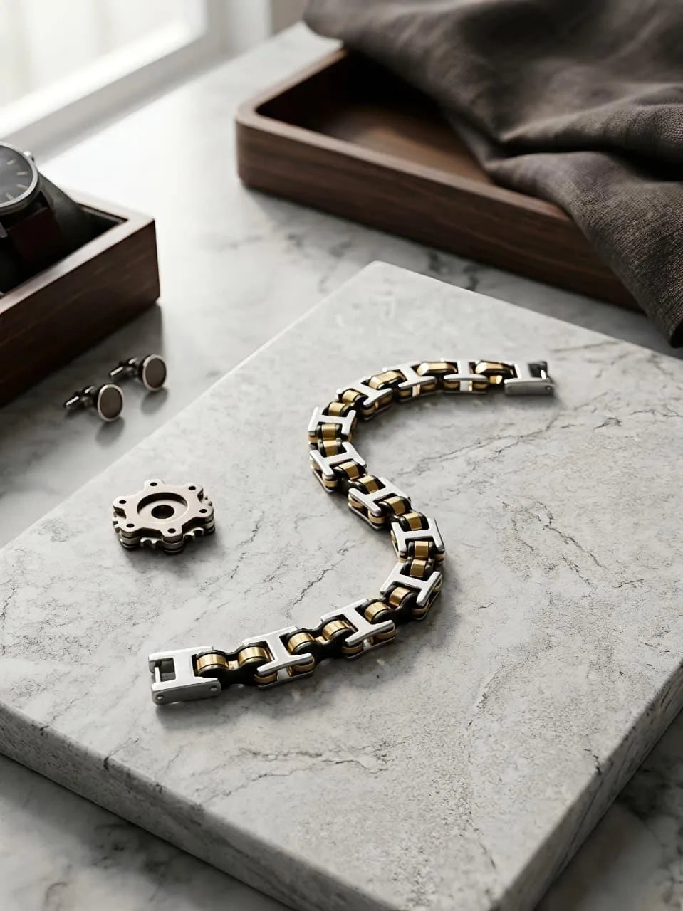 Men Silver Plated Funky Stainless Steel Bracelet