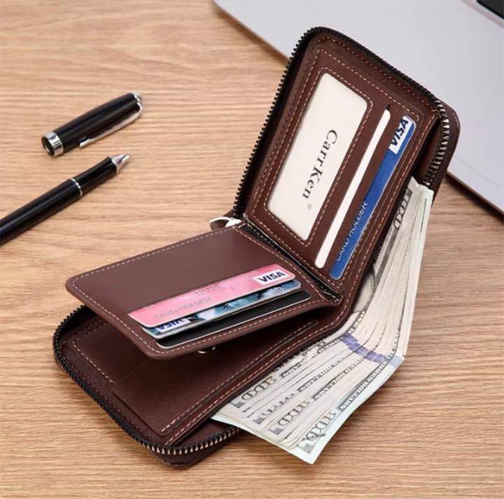 Men's Genuine Leather Wallet Brown Compact Daily Carry